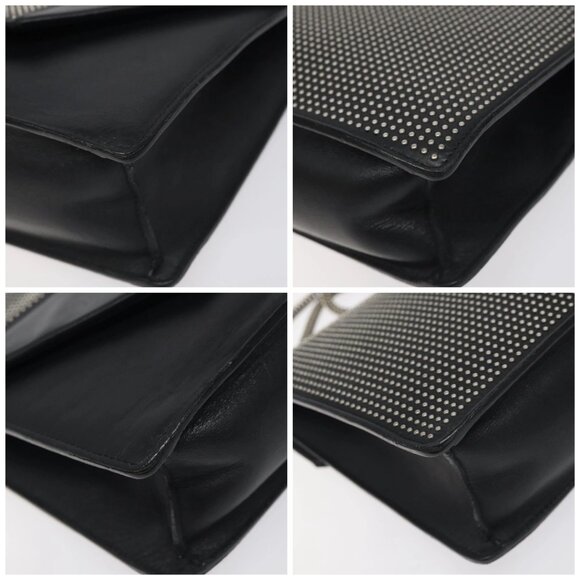 SAINT LAURENT Chain Betty Shoulder Bag Leather Black Silver Auth 130120 - Picture 15 of 15